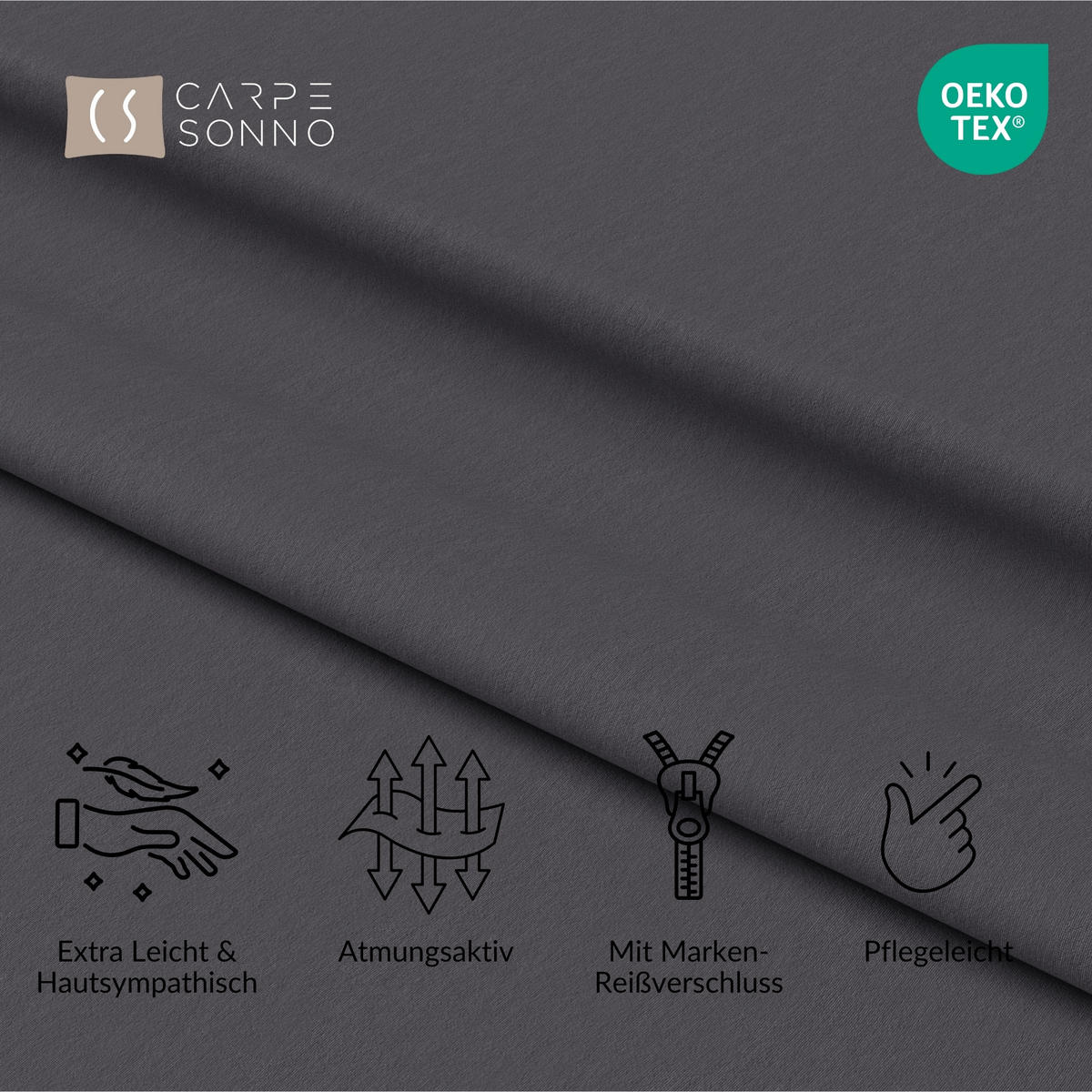 KISSENBEZUG 80x80 cm aus 100% Mikrofaser, Kissenhülle Grau Einfarbig - Grau, Textil (80/80cm) - Carpe Sonno