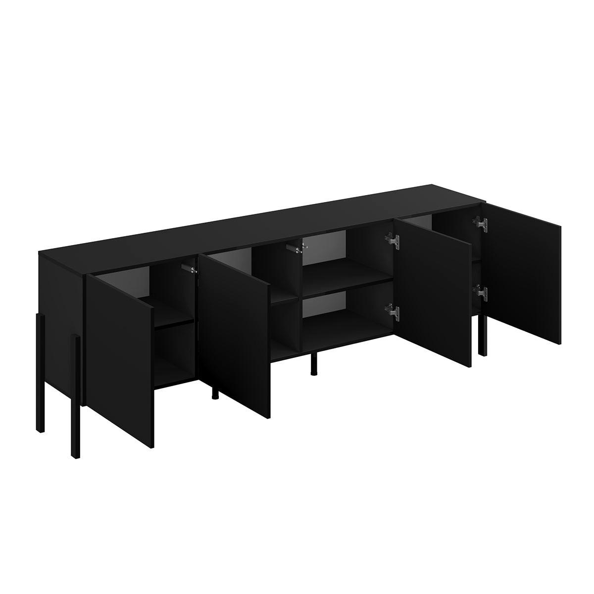 TV STOLEK Bérénice Černá - černá, kompozitní dřevo (204/70/40cm) - Petits-meubles