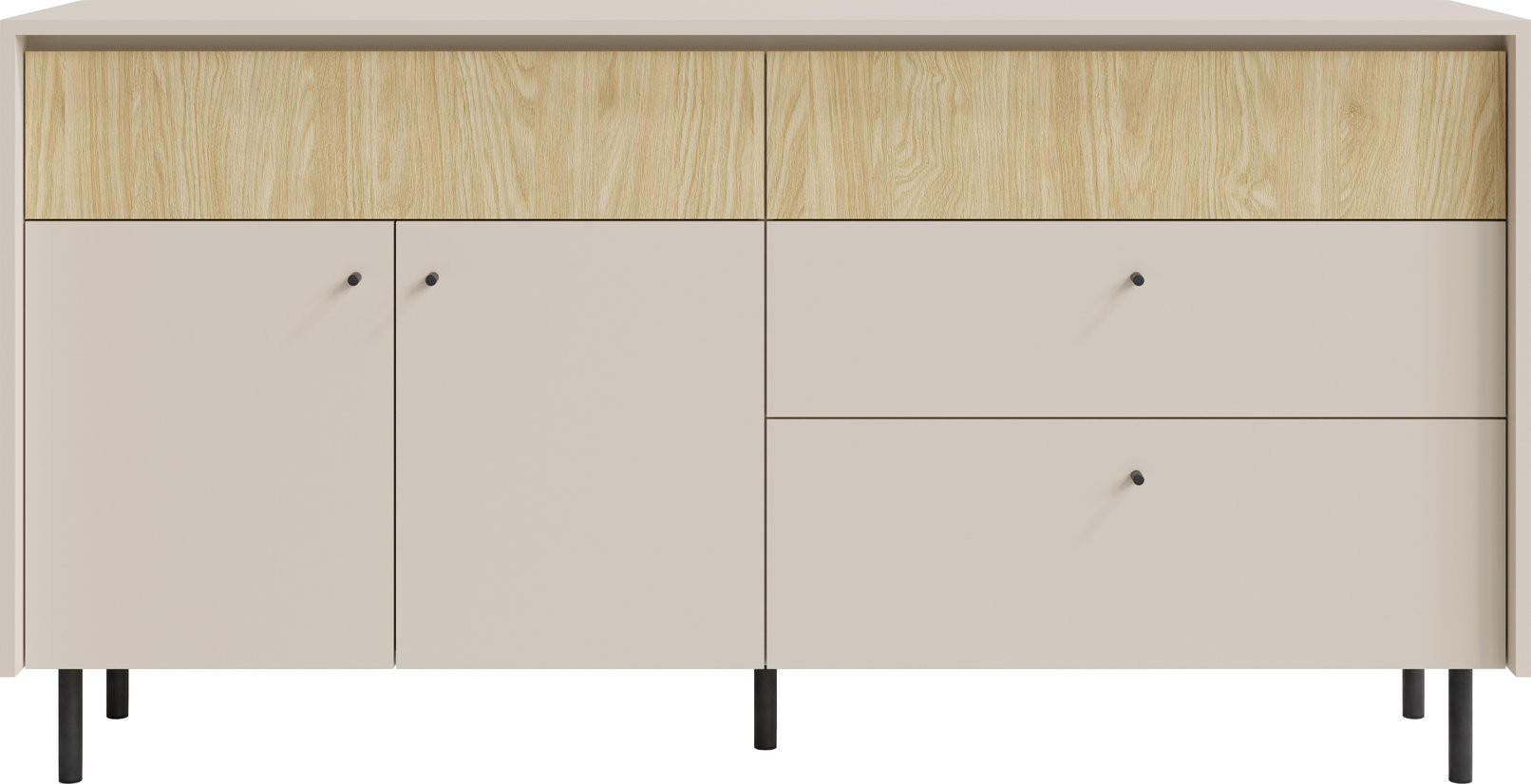 KOMMODE NUVOLA 163,5/84,5/42cm mit 2 Schubladen 2 Türen Beige - Beige, Holzwerkstoff (163.5/84.5/42cm) - MASSENO