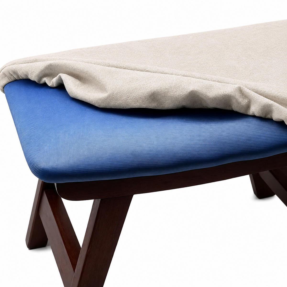 FOTPALL Beige lin - Multicolor, Trä/Textil (40/29/25cm) - Relaxdays