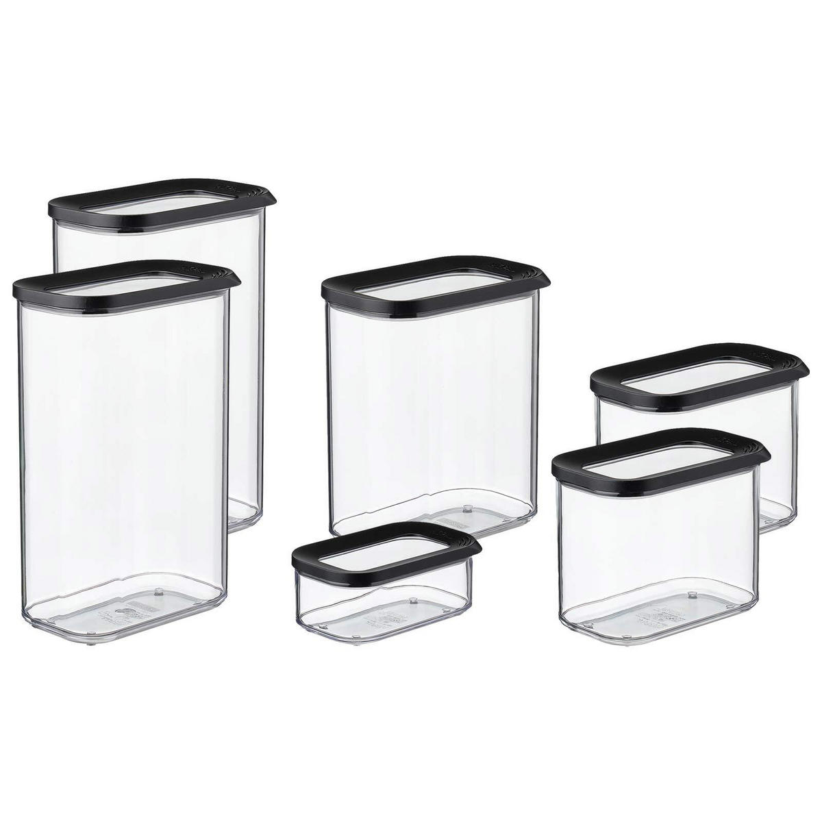 VORRATSDOSEN Modula schwarz 6er Set - Schwarz, Kunststoff (1/1/1cm) - Mepal