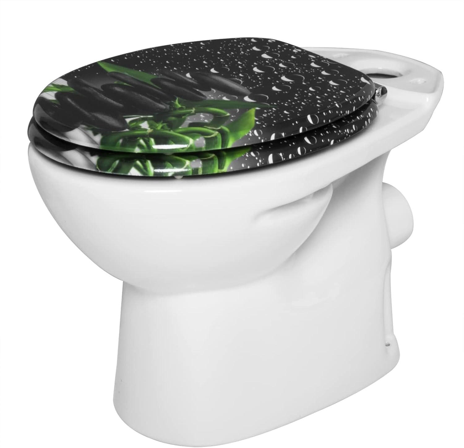 WC SITZ, mit Absenkautomatik, MDF Holzkern, Oval - Hellgrau/Schwarz, Holzwerkstoff/Metall (37/5/43cm) - Woltu