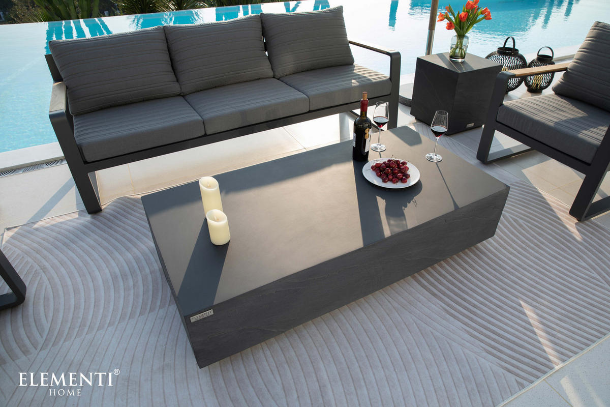 COUCHTISCH COLORADO aus GF-Beton Rechteck, Wetterbeständig, 153x77x36 cm - Dunkelgrau, Naturmaterialien (153/77/36cm) - Elementi