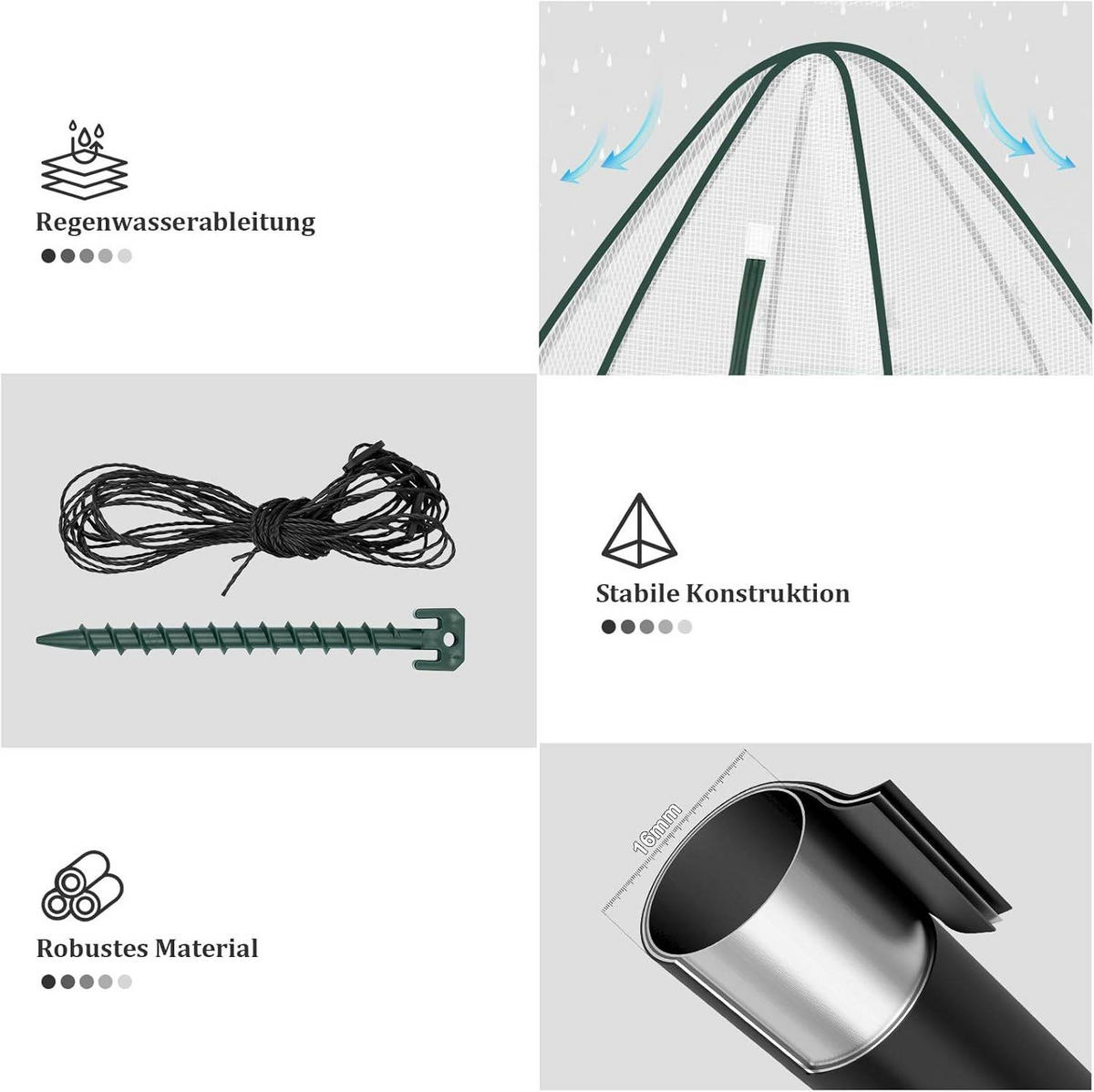 FOLIENGEWÄCHSHAUS,PE transluzenter Kälteschutz,160x180 cm - Weiß, Textil/Metall (160/180/160cm) - Woltu