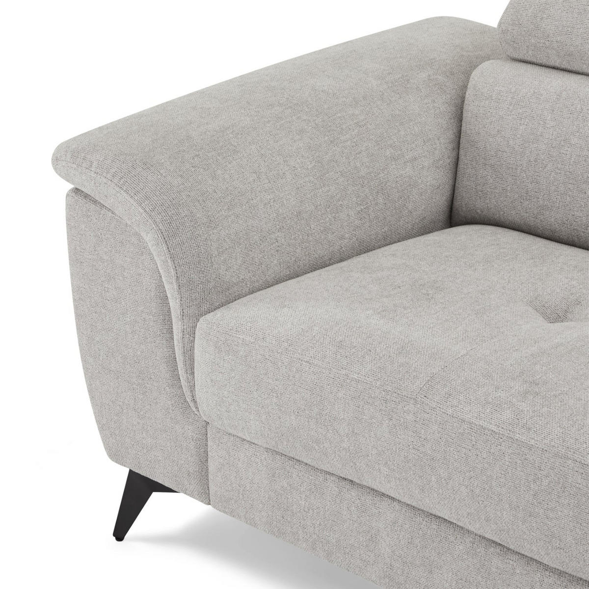 ECKSOFA Webstoff Grau - Schwarz/Grau, Textil/Metall (290/95cm) - Furnhouse