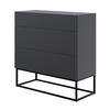 KOMMODE Veldio Schwarz mit schwarzen Beinen 90 cm - Schwarz, Holzwerkstoff/Metall (90/90/38cm) - Selsey