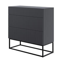 KOMMODE Veldio Schwarz mit schwarzen Beinen 90 cm - Schwarz, Holzwerkstoff/Metall (90/90/38cm) - Selsey