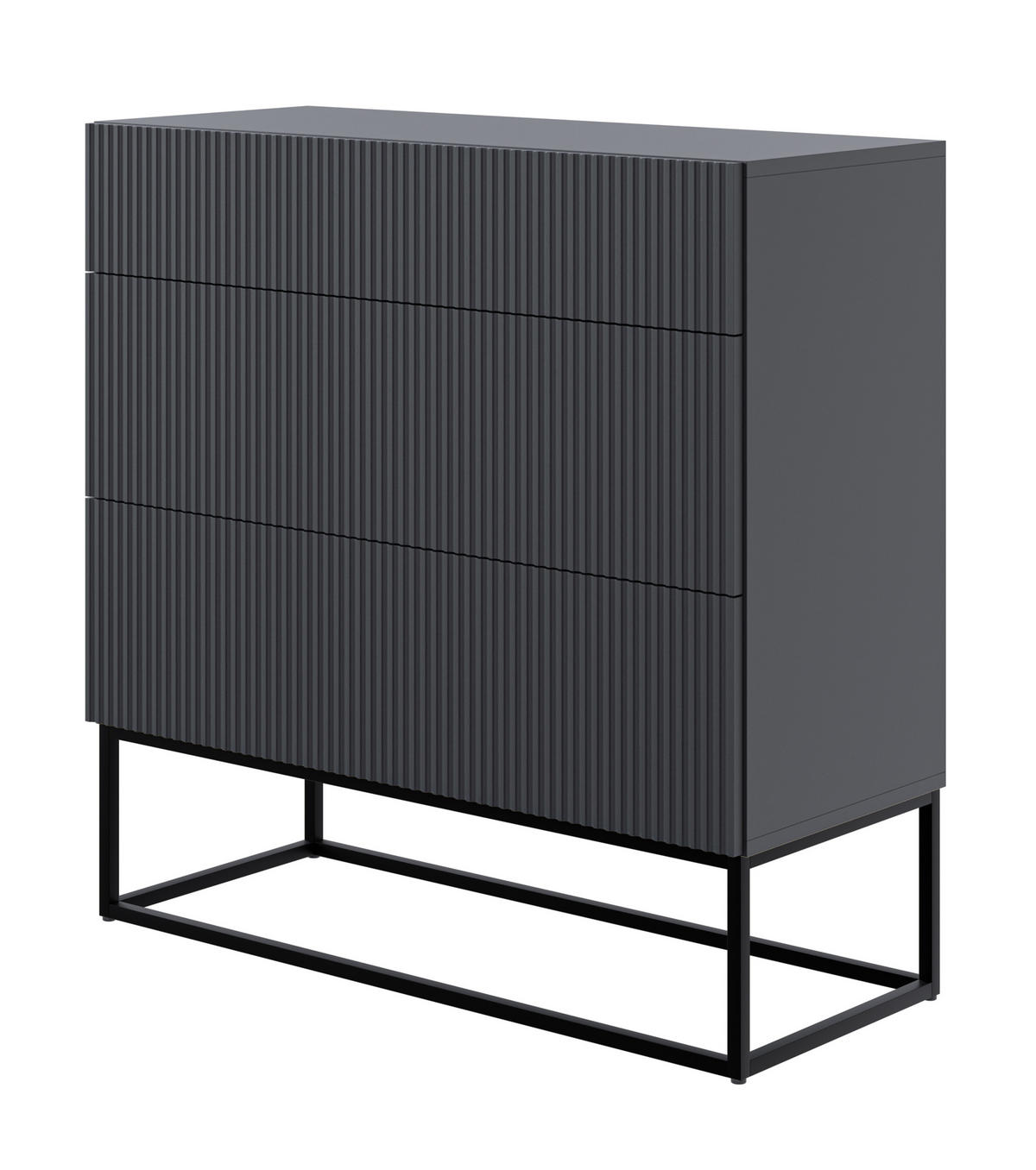 KOMMODE Veldio Schwarz mit schwarzen Beinen 90 cm - Schwarz, Holzwerkstoff/Metall (90/90/38cm) - Selsey