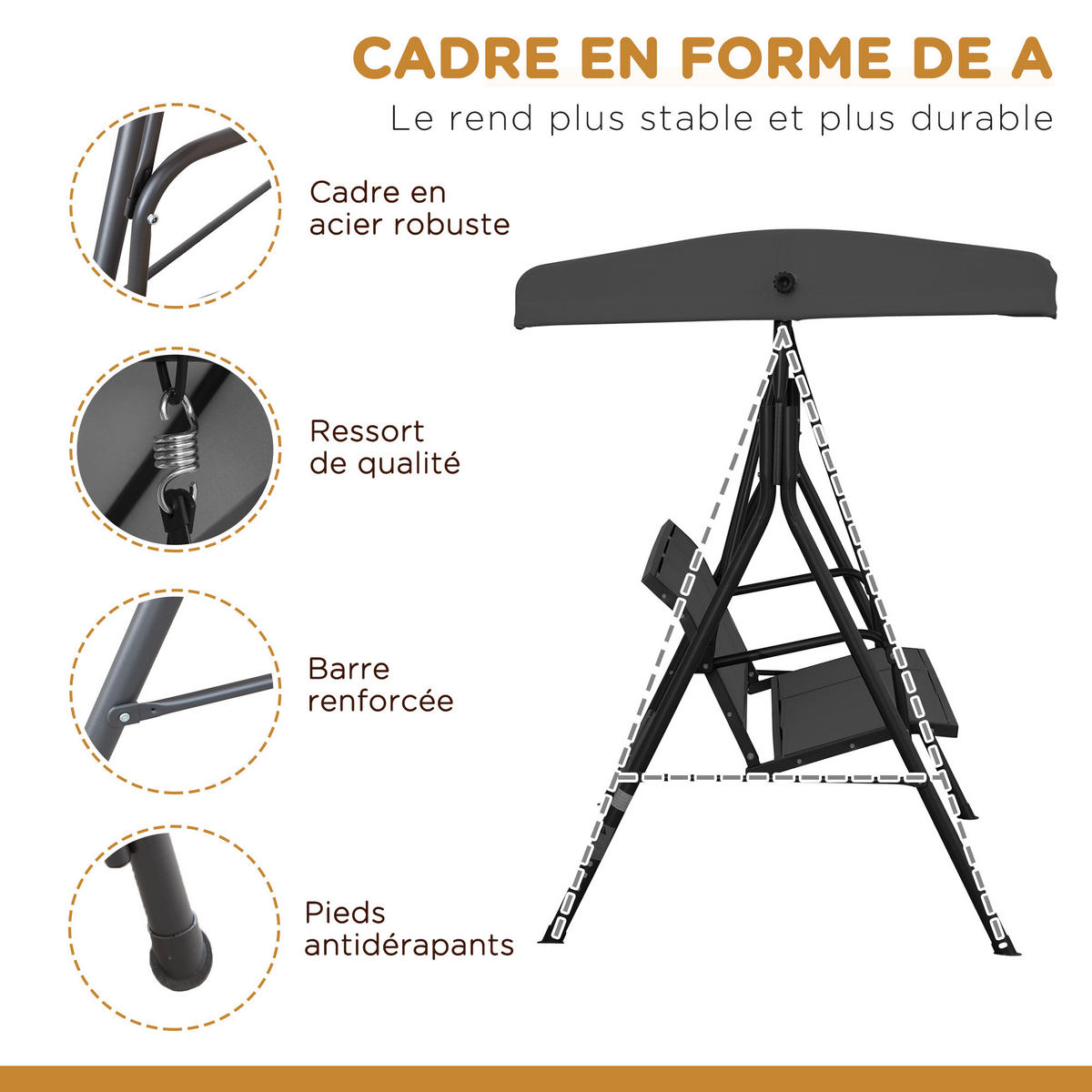 GARTENBANK DE-15240 Schwarz - Schwarz, Metall (175/159/118cm) - ComfortXL