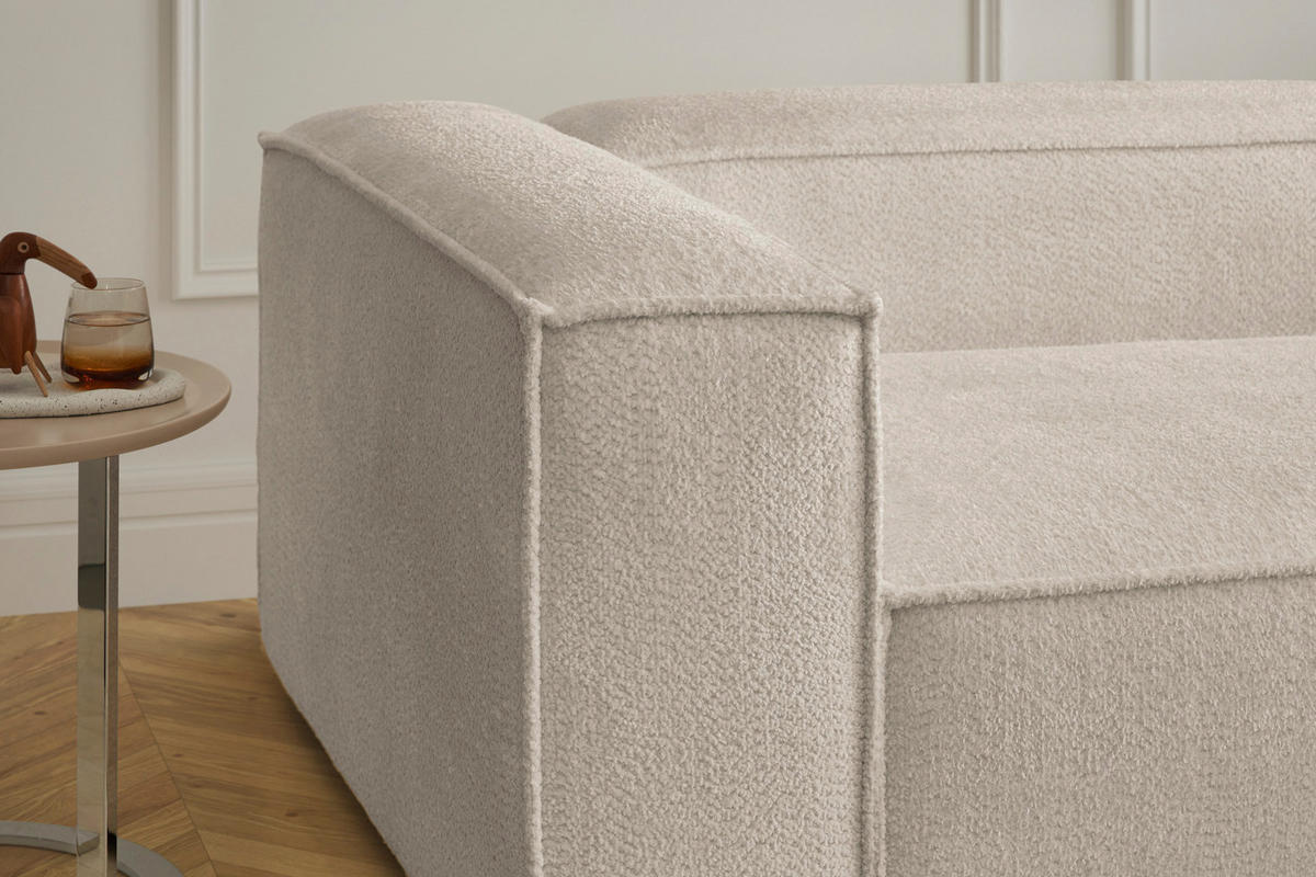 ECKSOFA CARMO Weiß Flachgewebe - Schwarz/Weiß, Kunststoff/Textil (306/191cm) - KAWOLA