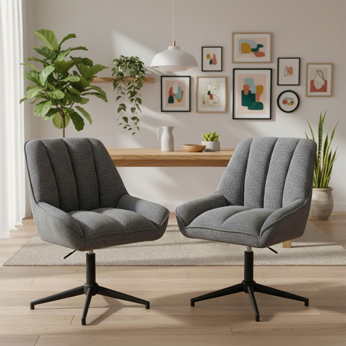 BÜROSTUHL Mika-Yara - Schwarz/Grau, Textil/Metall (60/85/68cm) - DUBI Möbel