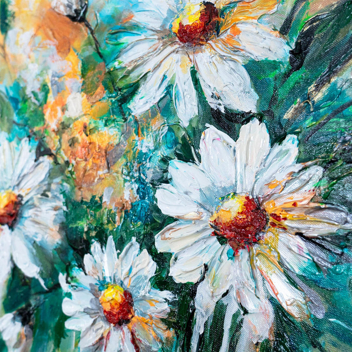 GEMÄLDE Sonnige Gänseblümchen auf Keilrahmen 115x50 cm - Multicolor, Holz (115/50cm) - YS-art gallery
