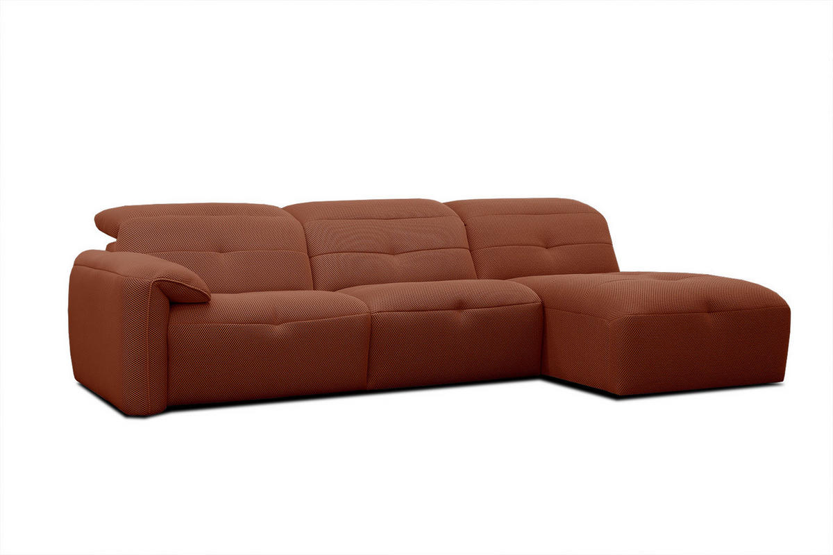 ECKSOFA TRENTO 4-Sitzer mit 1 Relaxfunktion, dunkelorange - Dunkelorange/Schwarz, Holzwerkstoff/Kunststoff (262/165cm) - Courtois Laville