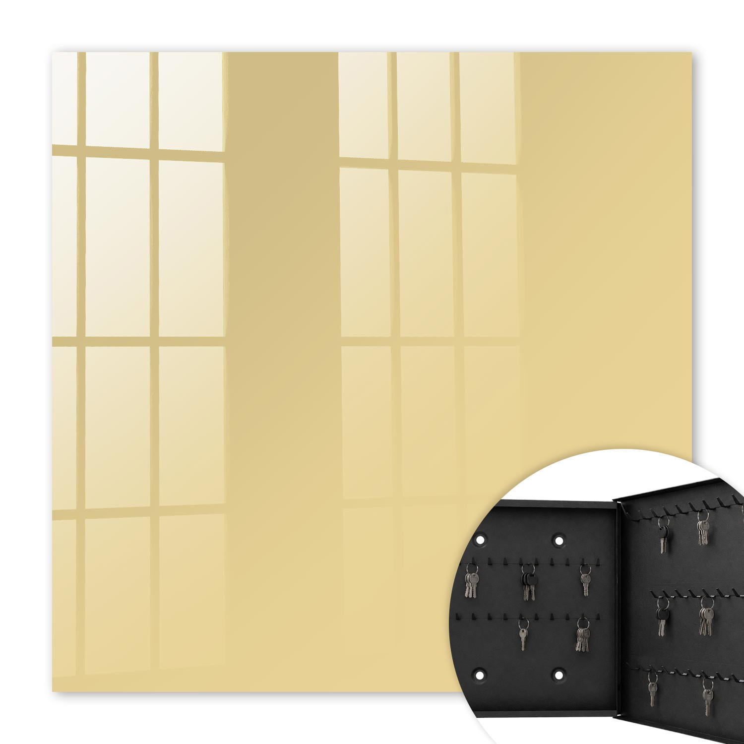 SCHLÜSSELBOX Schwarz 30x30 cm- Türöffnung nach rechts - Beige-gelb - Beige, Metall (30/30/5cm) - TULUP