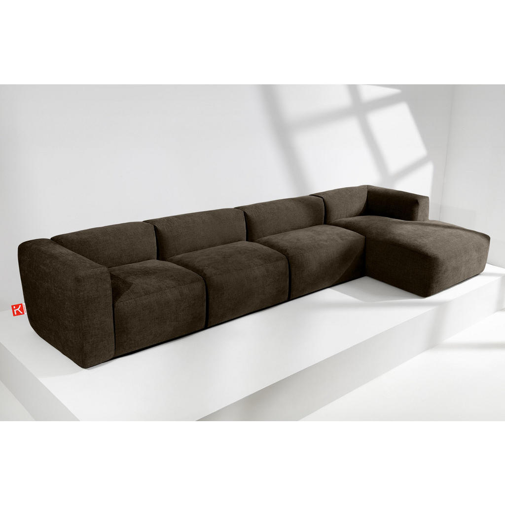 Thumbnail - Konsimo® Eckmodulsofa-Rechts, Braun, Textil, Eckteil,Freiform, 377x180 cm, Wohnzimmer, Sofas & Couches, Wohnlandschaften...