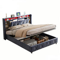 POLSTERBETT 140x200 cm Samt Grau mit Stauraum Kopfteil - Grün, Holz (140/200cm) - PARAFTA HOME