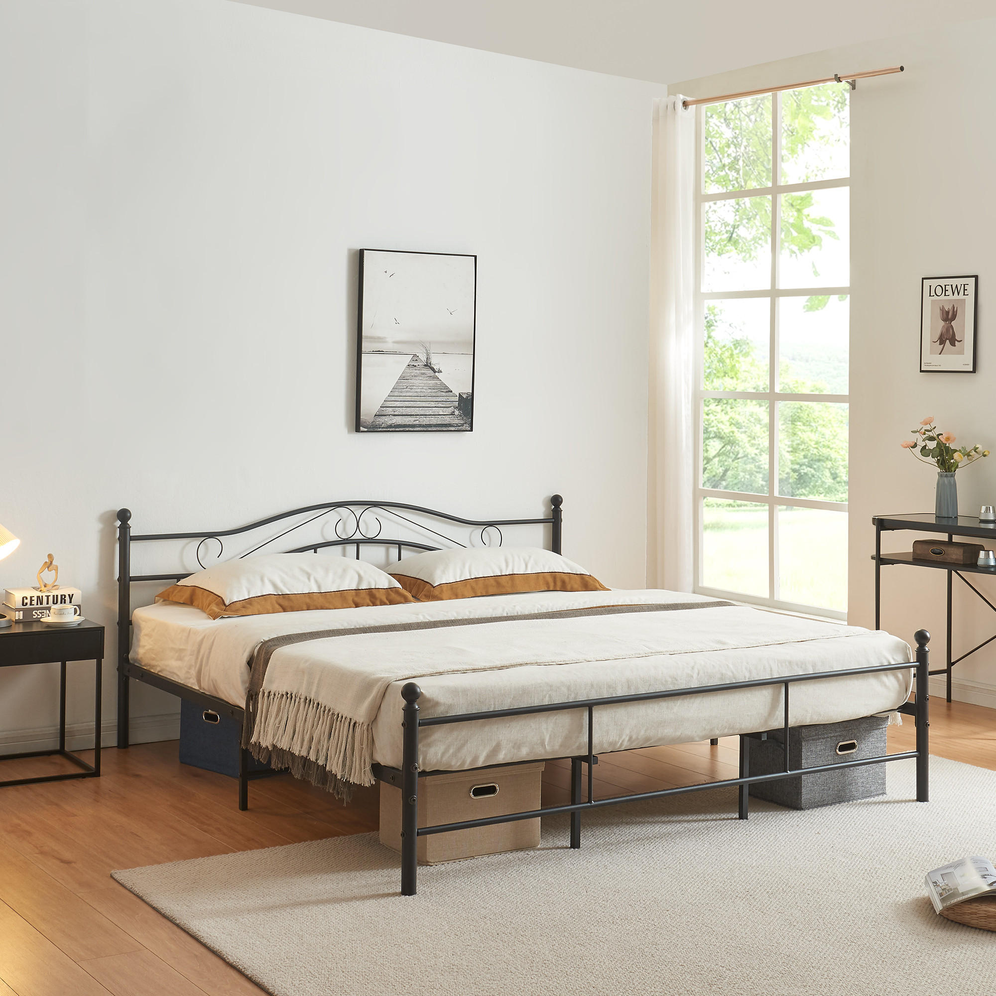 METALLBETT Florenz - Schwarz, Metall (180/200cm) - [en.casa]