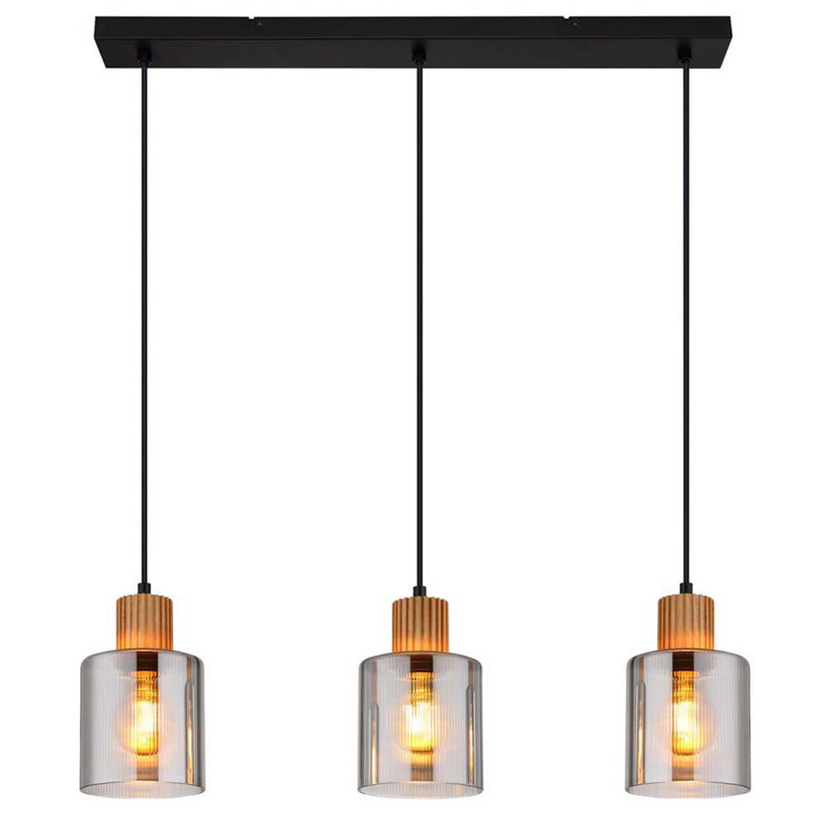 LED HÄNGELEUCHTE Metall Holzoptik Schwarz - Schwarz, Holz (64/12/120cm) - Globo Lighting