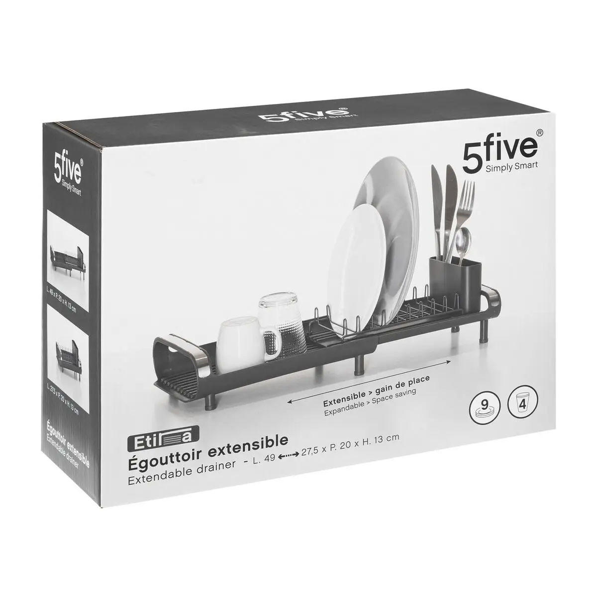 ABTROPFGESTELL Etira 49/20/13 cm - Schwarz, Kunststoff (20/13/49cm) - 5five Simply Smart