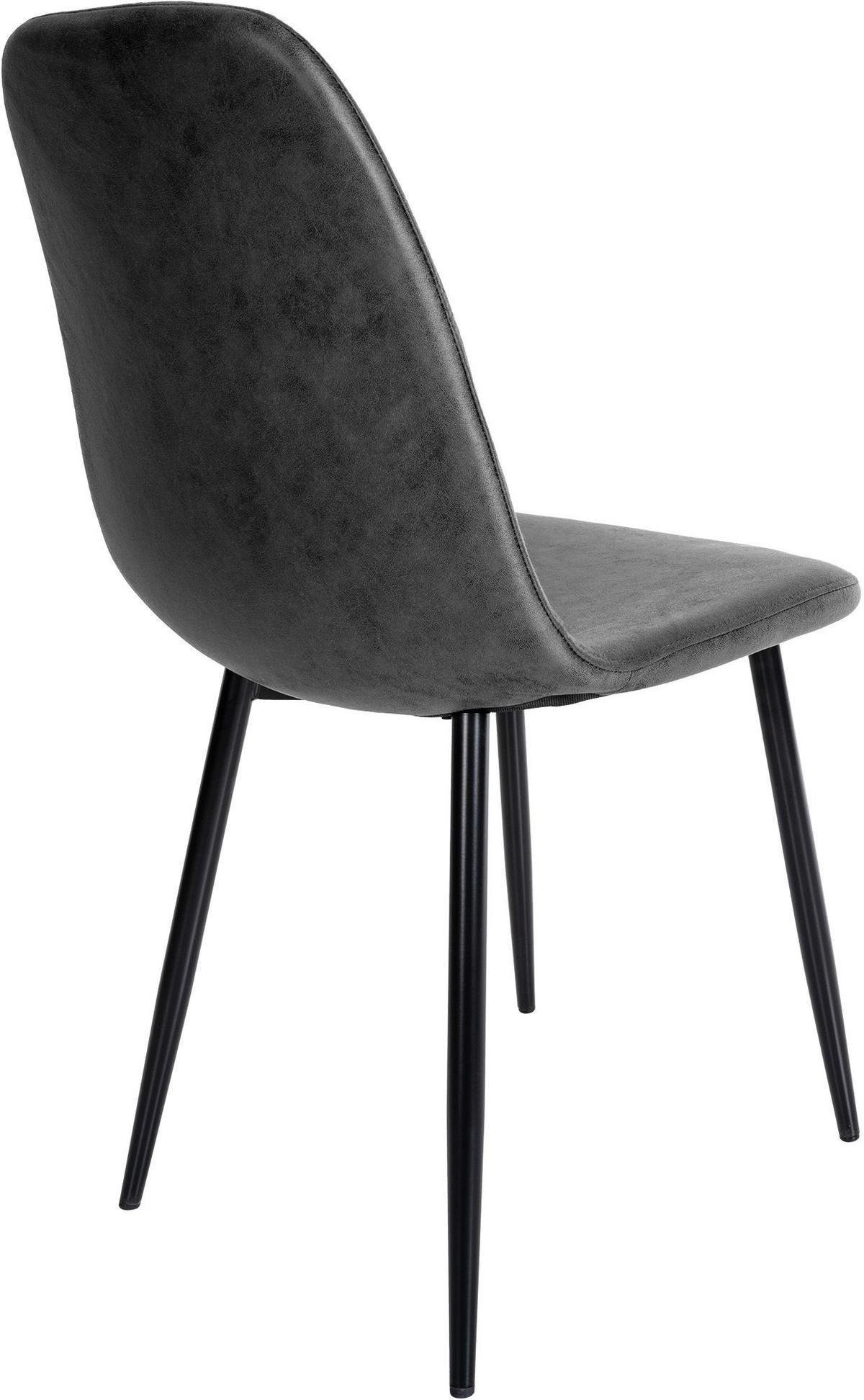 STUHL Lederlook Schwarz - Schwarz, Textil/Metall (44/88/51cm) - CLP