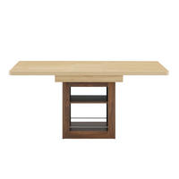 ESSTISCH ausziehbarer Naturholz + Walnuss mit Stauraum und integrierten Fächern 130-160/80/75.5 cm - Naturfarben, Holz (80/160/75.5cm) - Oxeza