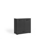 KOMMODE ALBANO 90/83/40cm mit 1 Schubladen 2 Türen Schwarz - Schwarz, Holzwerkstoff (90/83/40cm) - MASSENO