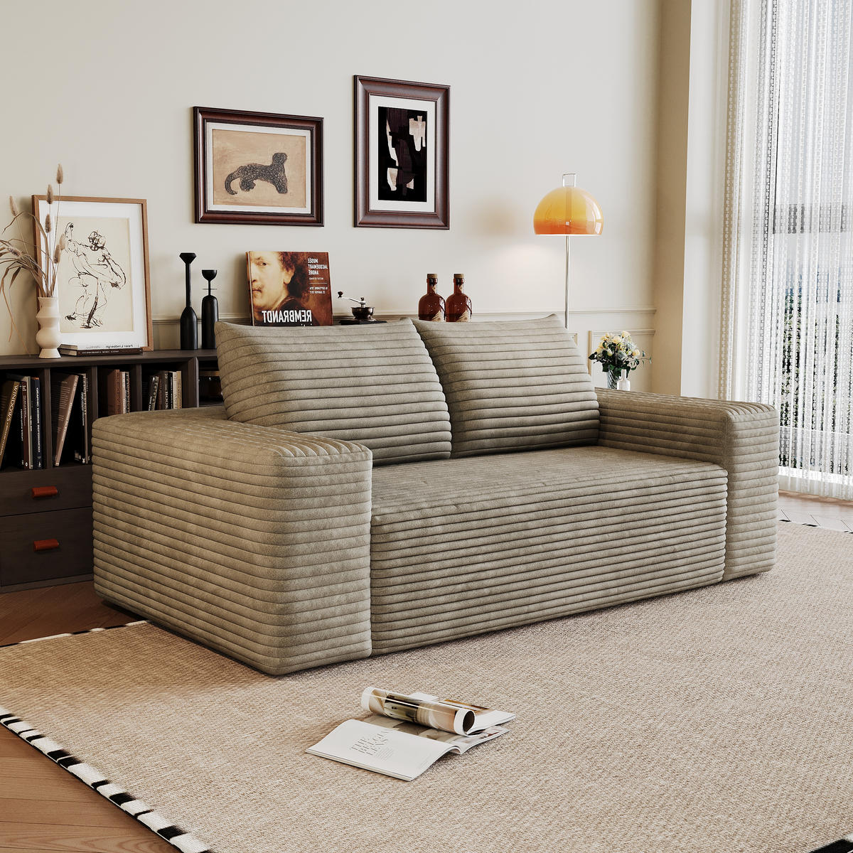 2-SITZER-SOFA DE-34704 Boneless-Modul Camel - Sandfarben, Textil (90/83/180cm) - ComfortXL