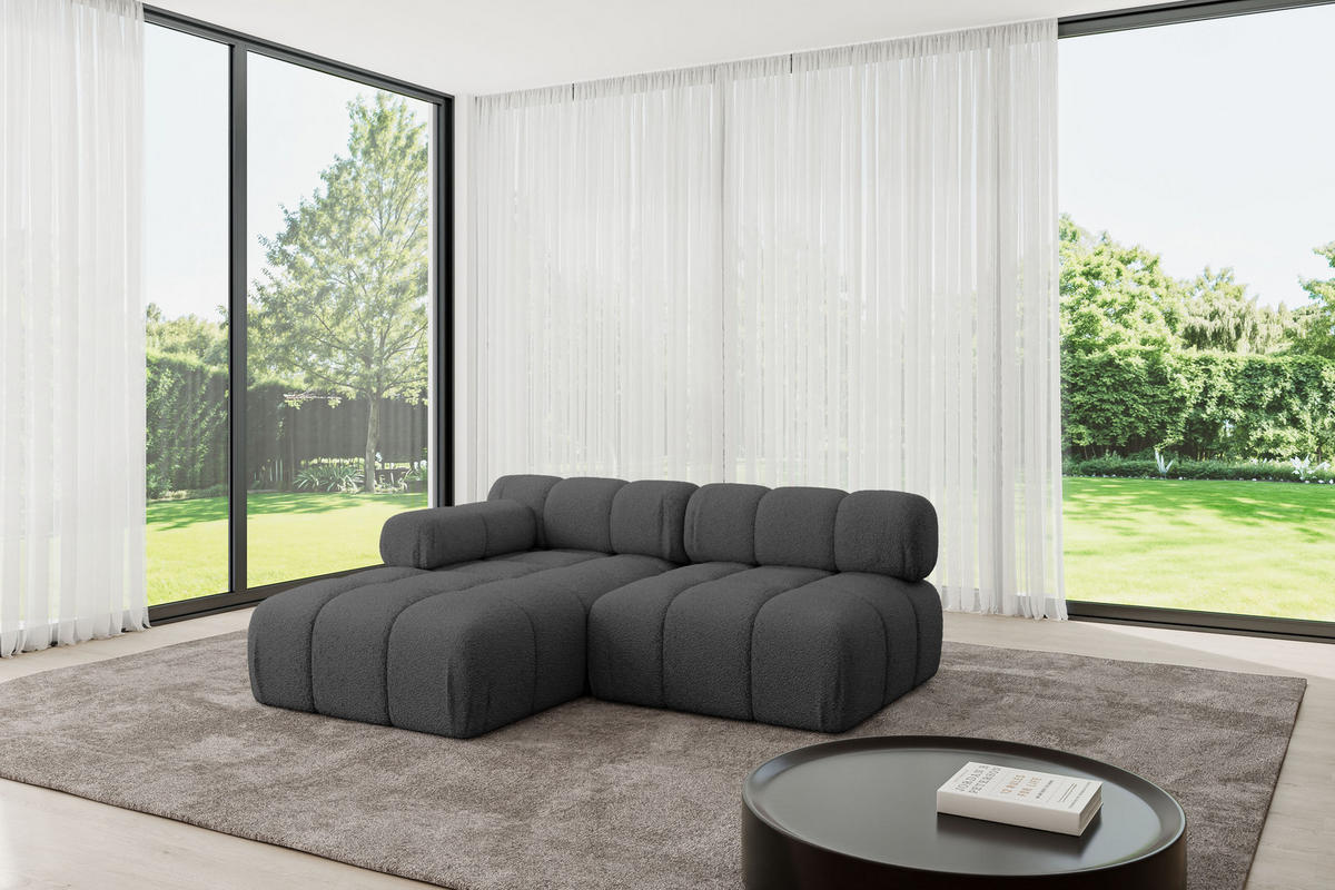 ECKSOFA modulares Sofa Razon-L1 - 190x160x70 cm Grau Bouclé - Grau, Holzwerkstoff/Textil (190/160cm) - ALTDECOR