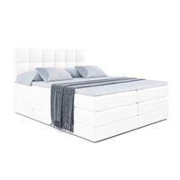 BOXSPRINGBETT MARCE KING - 160x200 - H3/H4 - Weiß Hochglanz - Weiß Hochglanz, Holzwerkstoff (160/200cm) - ALTDECOR