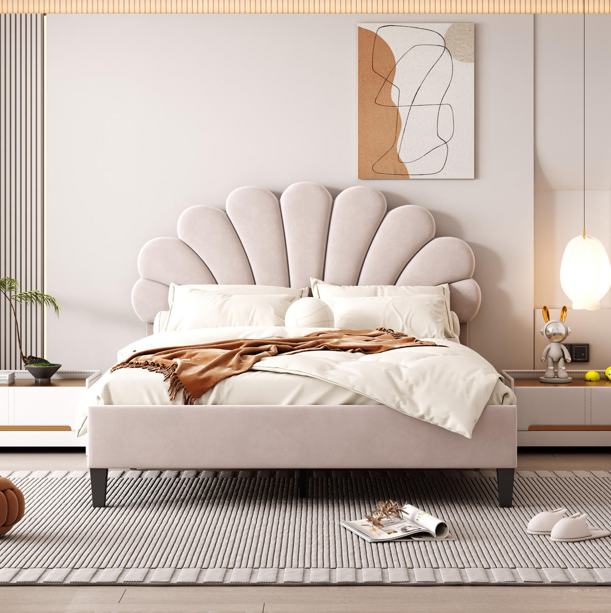 POLSTERBETT mit Lattenrost 140x200 cm Samt Beige - Beige, Metall (140/200cm) - Beauniv