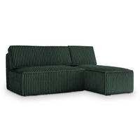 ECKSOFA BRISO T Grün Kordstoff mit Schlaffunktion - Grün, Holz (200/140cm) - MASSENO