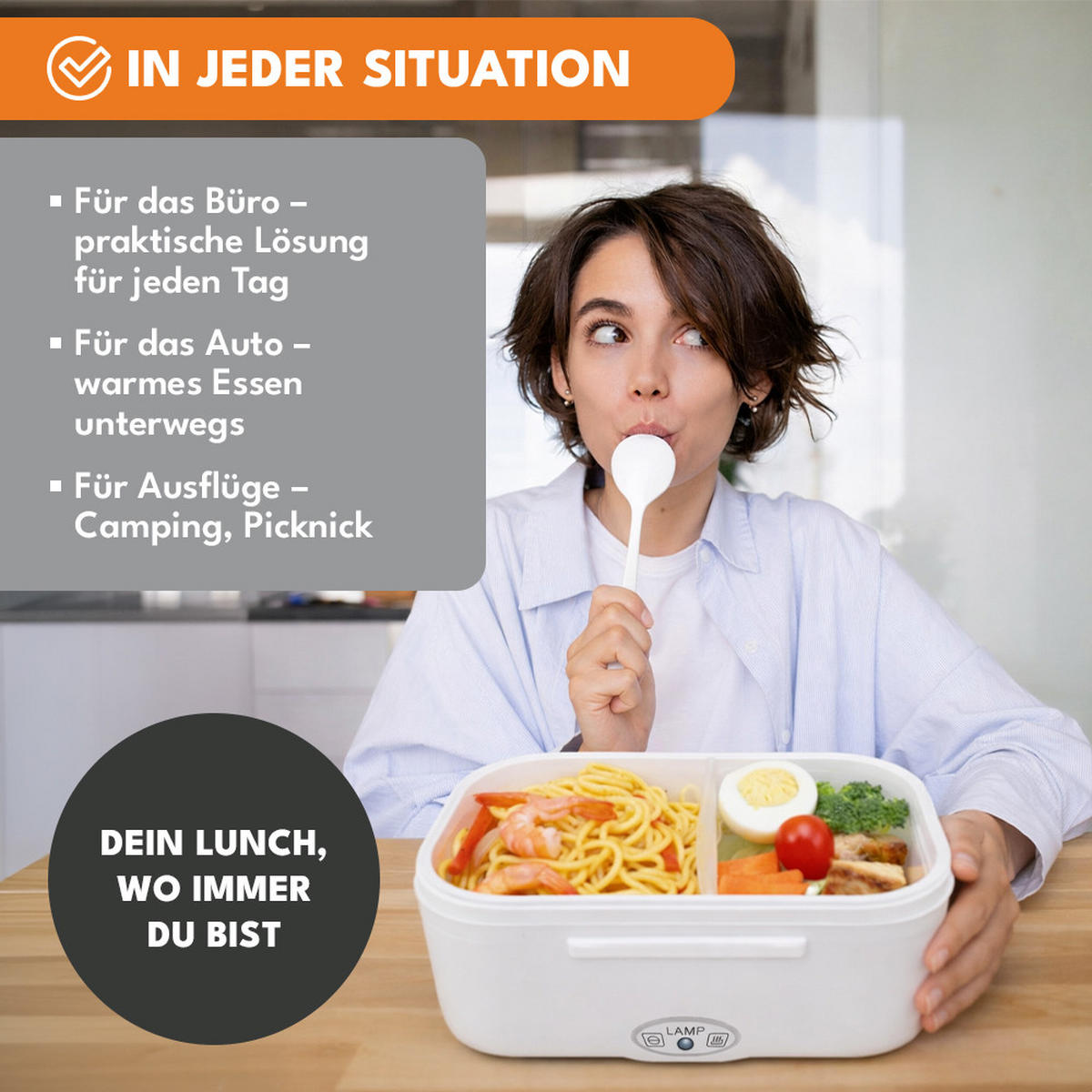 LUNCHBOX Elektrisch, Warmhaltebox für Essen - Weiß, Kunststoff (10/5/5cm) - KRUMAD