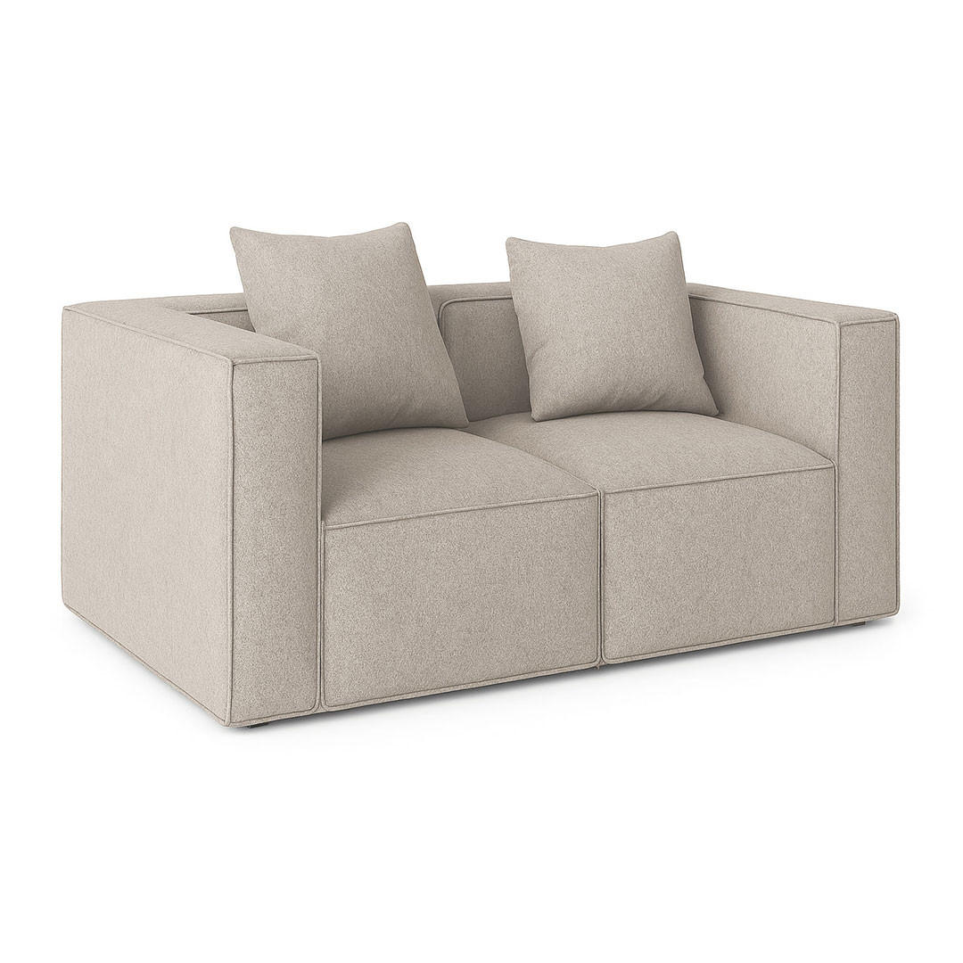 2-SITZER-SOFA Box Stoff Hellgrau - Hellgrau, Textil (184/65/92cm) - ebuy24