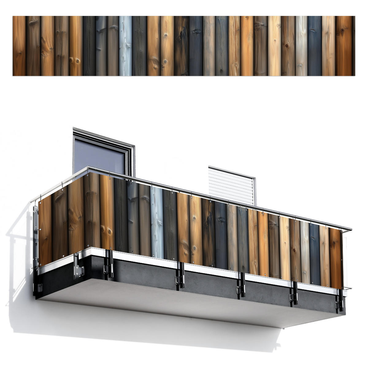 BALKON-SICHTSCHUTZ Holz - Dielen - Gemischt - Teakfarben, Kunststoff (500/85cm) - MuchoWow