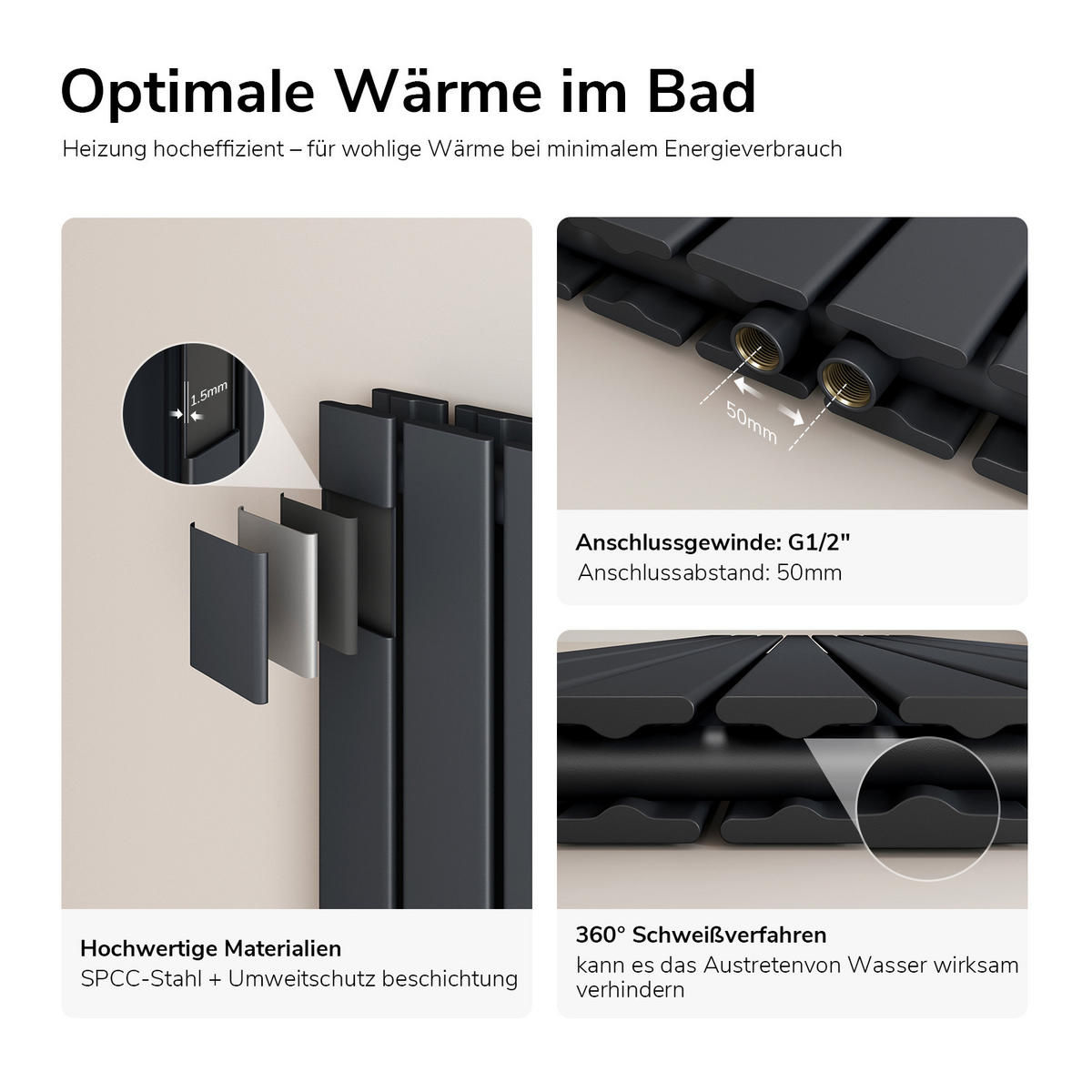 HEIZKÖRPER Flachheizkörper Anthrazit 90/30/6,3 cm - Anthrazit, Metall (30/90/6.3cm) - EMKE