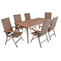 GARTEN-SITZGRUPPE Alwin 7-teilig Stuhl Hochlehner - Braun, Kunststoff - DELUKE