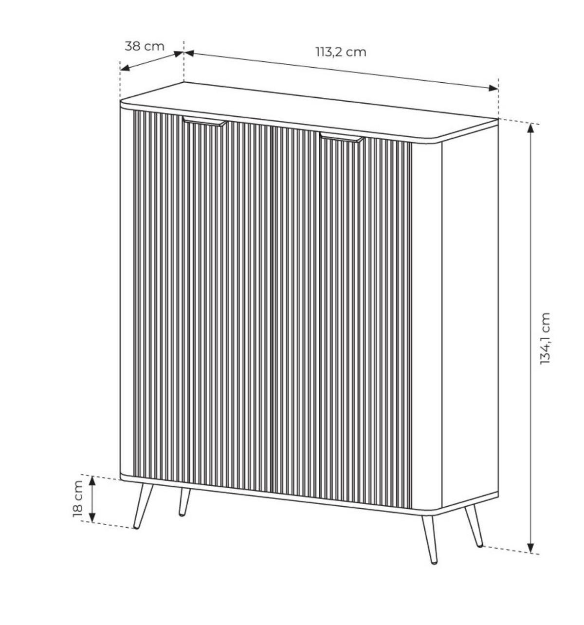 HOCHKOMMODE Beige BELLO - Beige/Goldfarben, Holzwerkstoff/Metall (113/134/38cm) - Compleo24