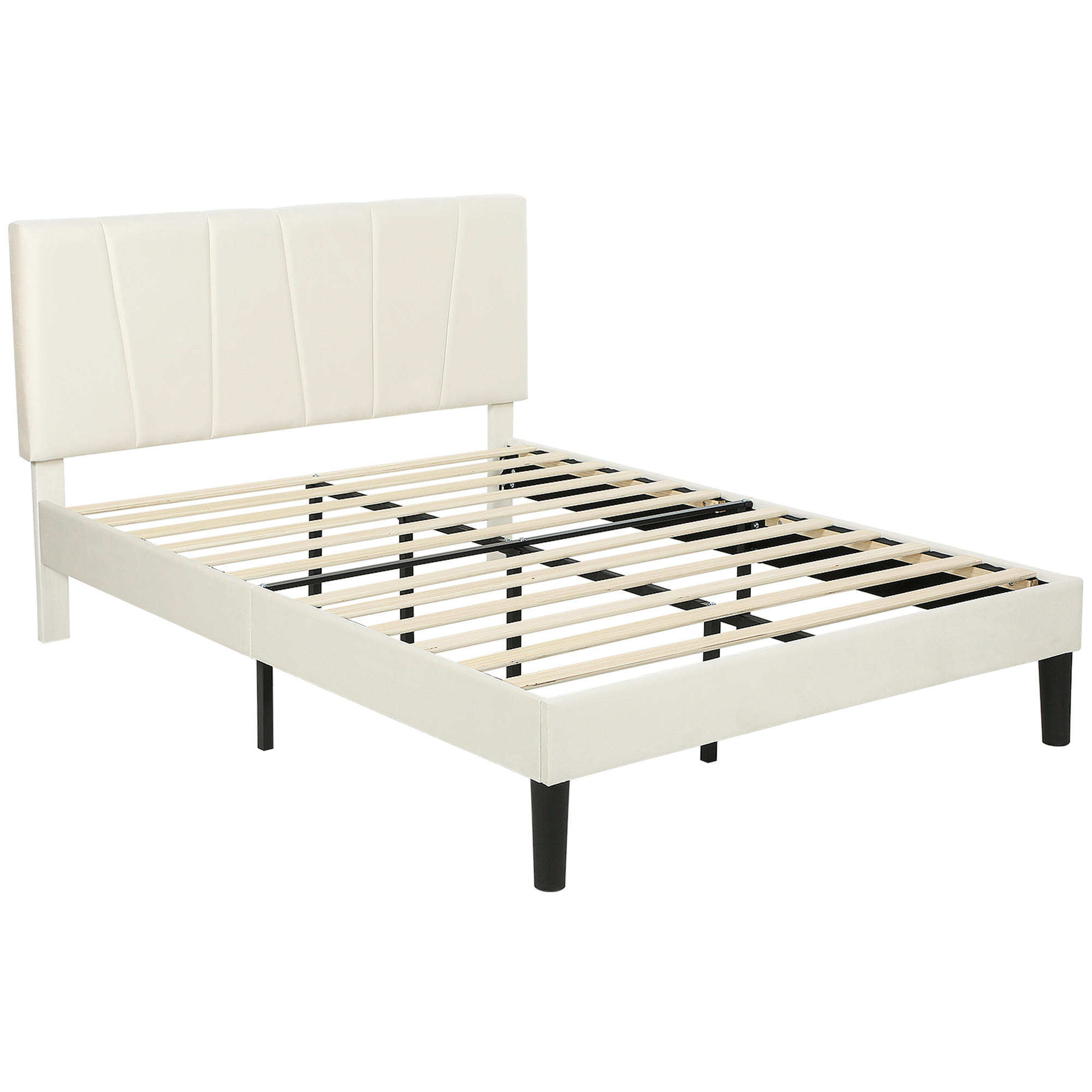 BETT 140x190 cm DE-14640 mit verstellbarem Kopfteil Creme - Creme, Metall (140/190cm) - ComfortXL