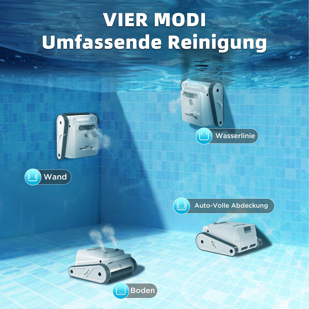 POOLROBOTER U8 - Weiß, Kunststoff (46.3/30.7/49.6cm) - EVERCROSS BOT