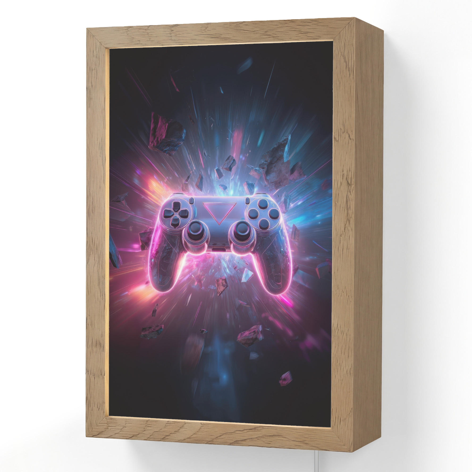 WANDLEUCHTE Controller - Neon - Explosion - Abstrakt 20x30 cm - Violett, Holzwerkstoff (20/30/8cm) - OnlyWow