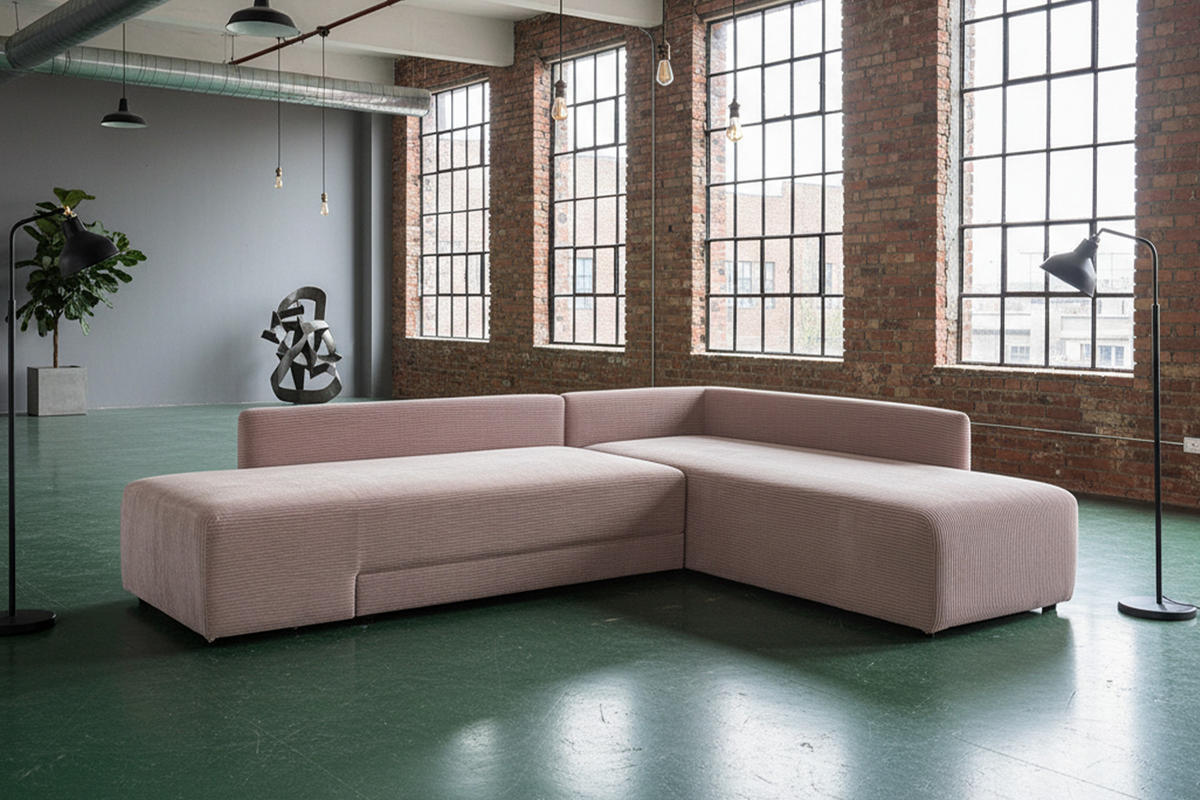 SCHLAFSOFA SADIRA Taupe Cord - Taupe/Schwarz, Kunststoff/Textil (288/209cm) - KAWOLA