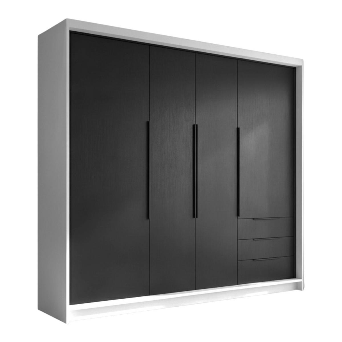 DREHTÜRENSCHRANK KLARI Weiß Graphit Schubladen 200 cm - Graphitfarben/Weiß, Holzwerkstoff (200/215/59.5cm) - A&J MöbelLand