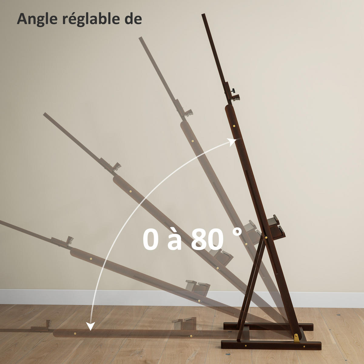 STAFFELEI DE-16689 höhen- & neigbar, mit Aufbewahrung Braun - Braun, Holzwerkstoff (50.5/230/53cm) - ComfortXL