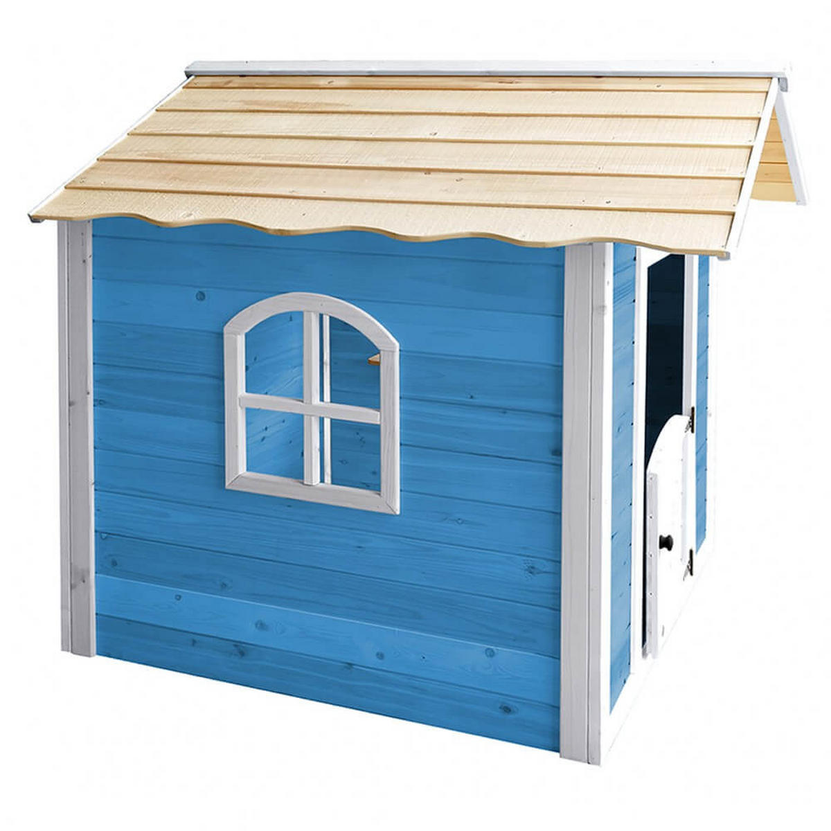 SPIELHAUS DER GROSSE PALAST - Farbe: Blau, Ausstattung: Ohne Bank - Blau, Holz (101/128/106cm) - Home Deluxe