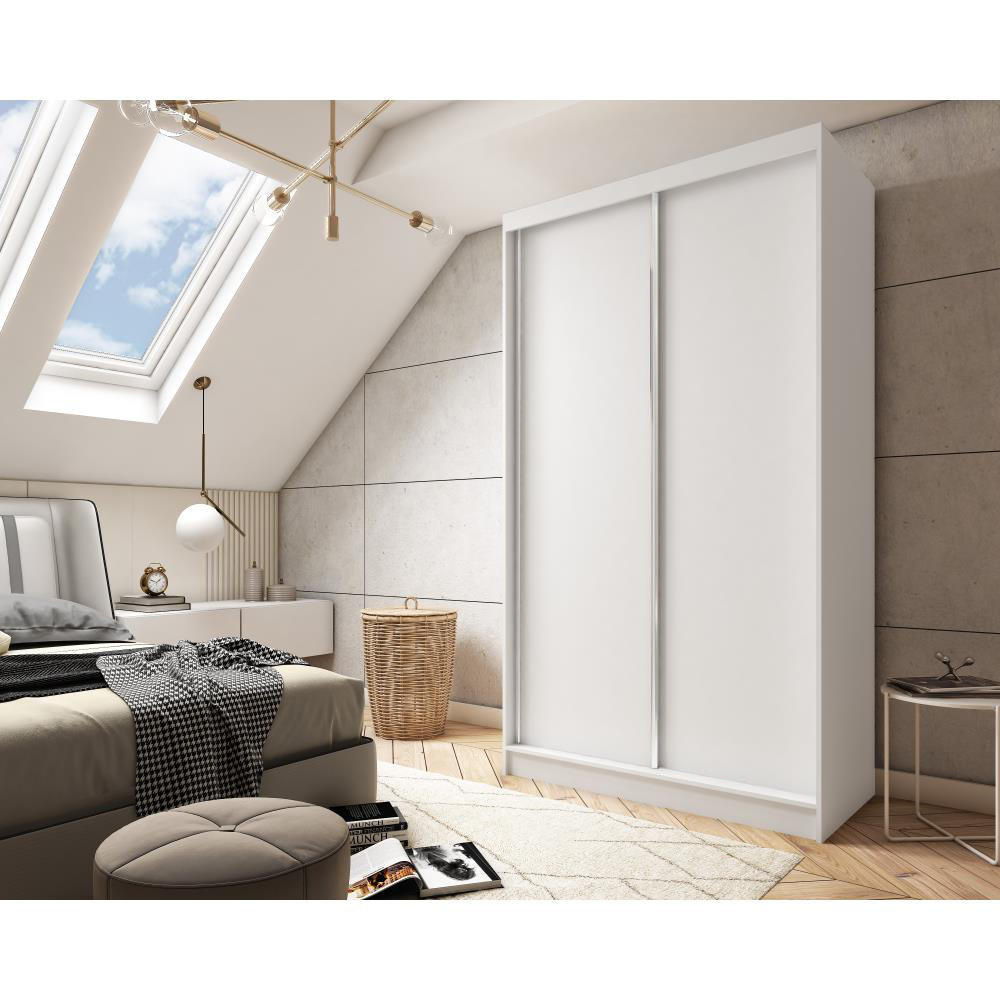 SCHWEBETÜRENSCHRANK Mario 120/216/61 weiß - Weiß, Holzwerkstoff (120/216/61cm) - Beautysofa