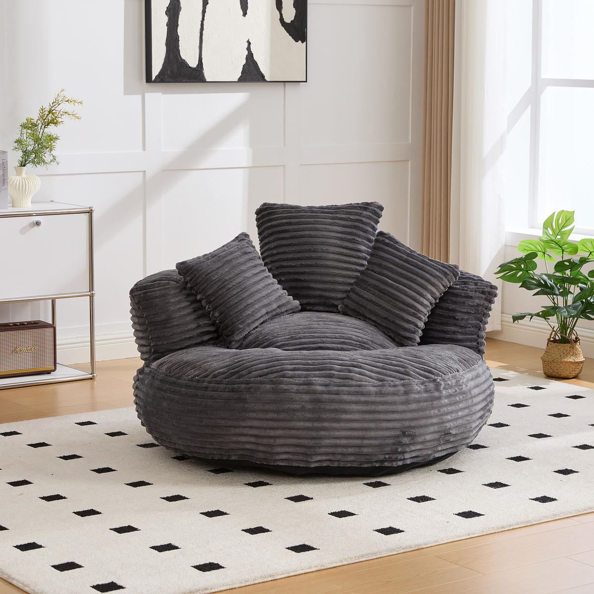 SITZSACK Cord Dunkelgrau - Grau, Textil (108/52/108cm) - WISHDOR