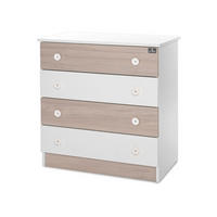 KOMMODE Dresser hellbraun weiß 81 x 50 cm, 4 große Schubladen, Melamin-Spanplatte, Kinderzimmer - Braun, Holzwerkstoff (50/86/81cm) - Lorelli