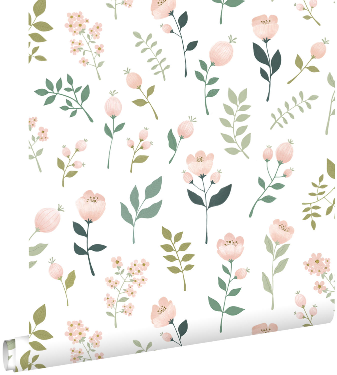 TAPETE Blumen 53 cm x 10.05 m - Weiß, Papier (53/0.1cm) - ESTAhome