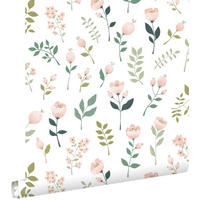TAPETE Blumen 53 cm x 10.05 m - Weiß, Papier (53/0.1cm) - ESTAhome
