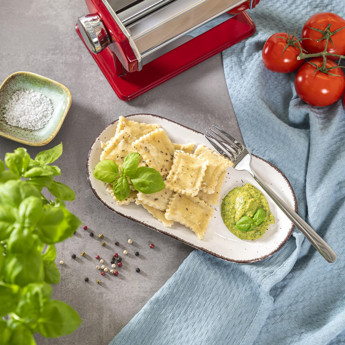 RAVIOLIAUFSATZ-SET, rot - Rot, Metall (16.5/11/14cm) - bremermann